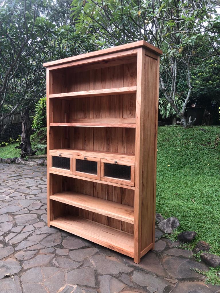 ספרייה עץ מלא 3 מגירות זכוכית סבתא במחיר מבצע: 5,900 ש"ח