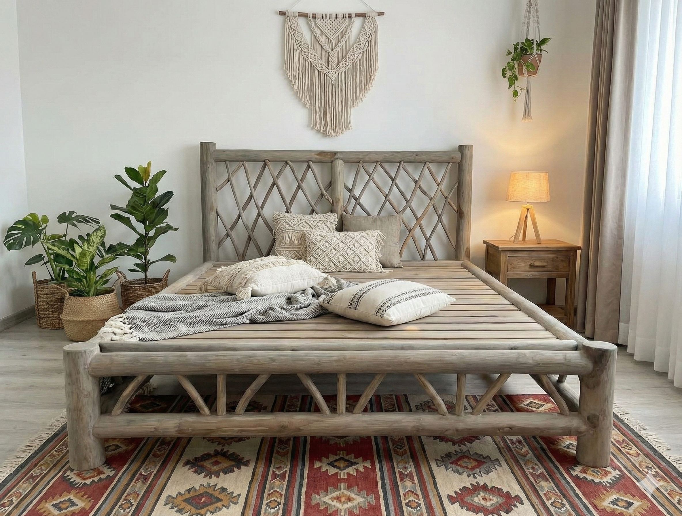 מיטה עץ מלא טיק מידת מזרן 200*150 במחיר מבצע: 4,400 ש"ח