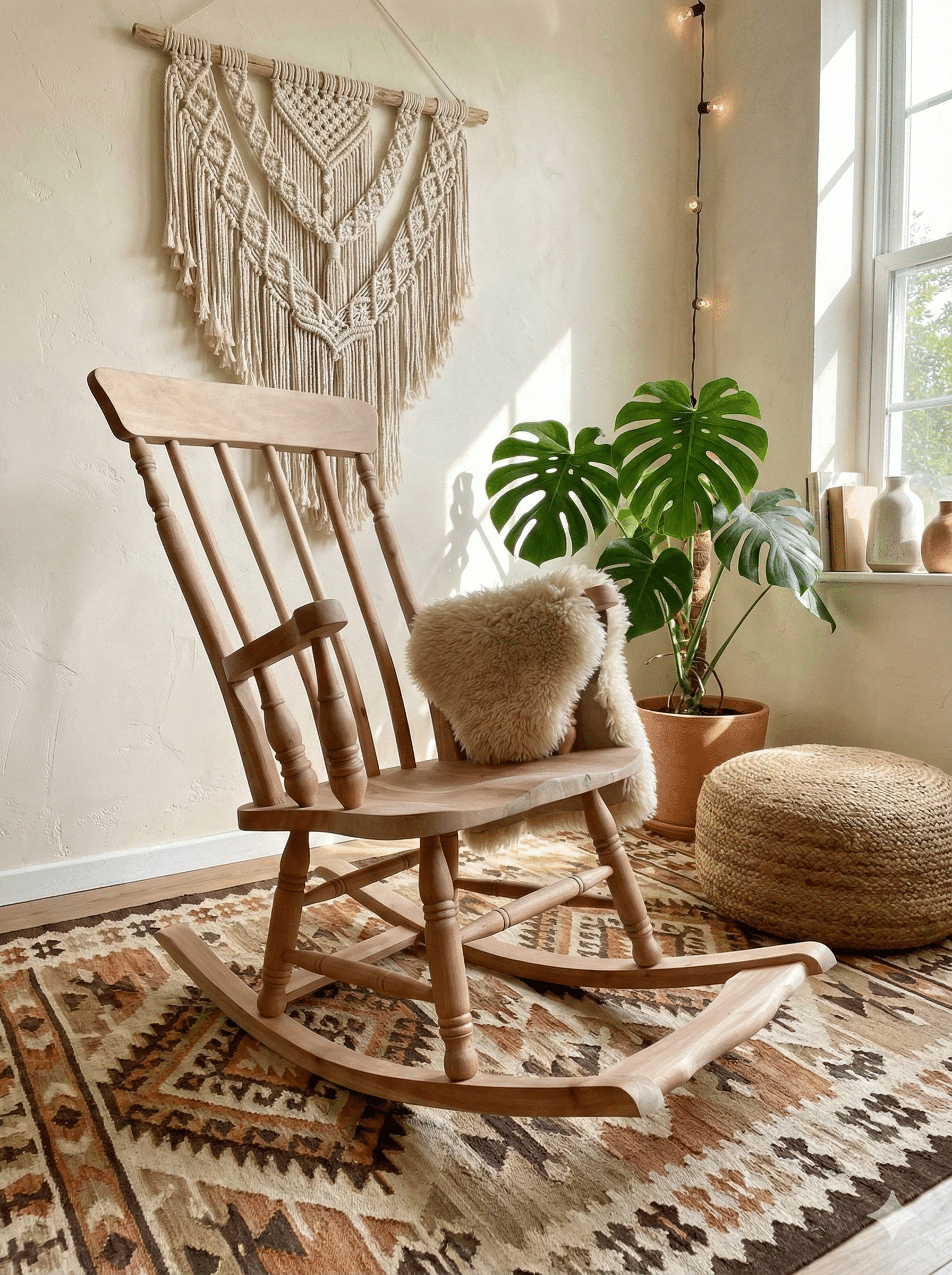 כיסא נדנדה עץ מלא מהגוני גימור לכה במחיר מבצע: 1,800 ש"ח