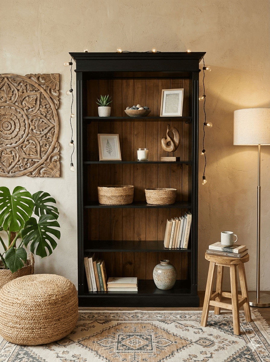 ספרייה עץ מלא טיק גוון עץ שחור מט פנים טבעי מידה 200*40*100 במחיר מבצע: 4,600 ש"ח