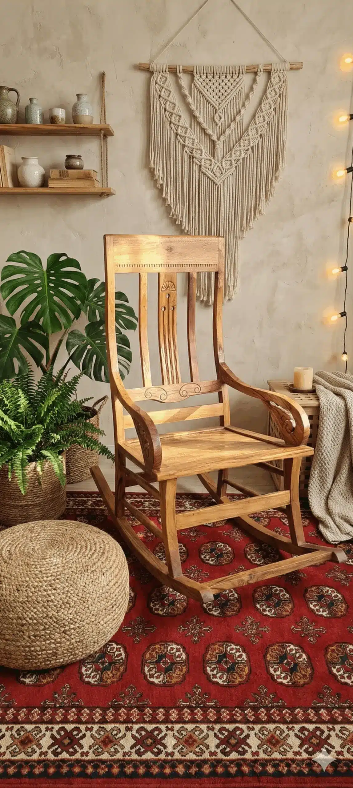 כיסא נדנדה מעץ טיק בגוון טבעי במחיר מבצע: 1,490 ש"ח