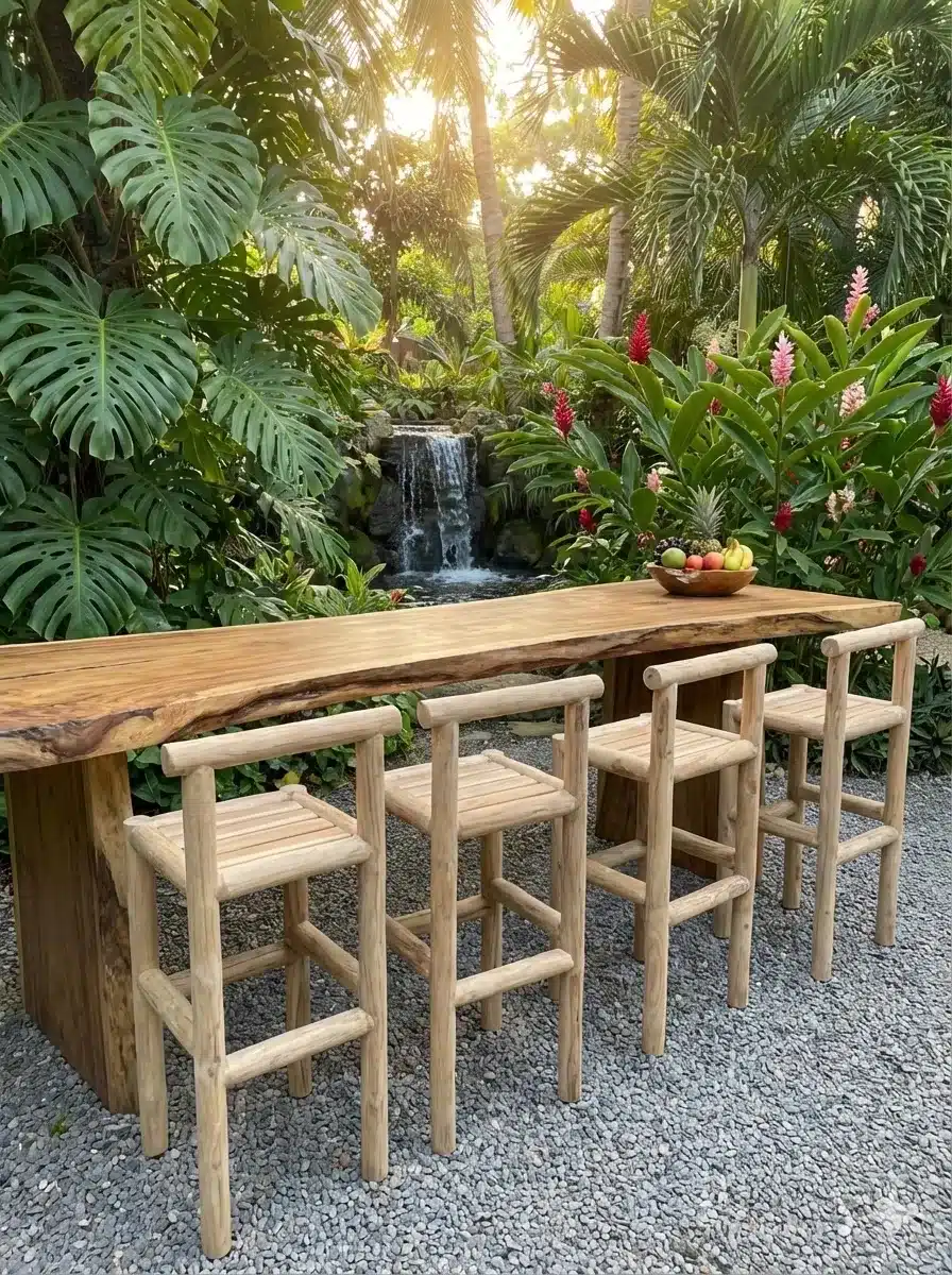 כיסא דלפק עץ טיק מידה 98*40*40 במחיר מבצע: 590 ש"ח