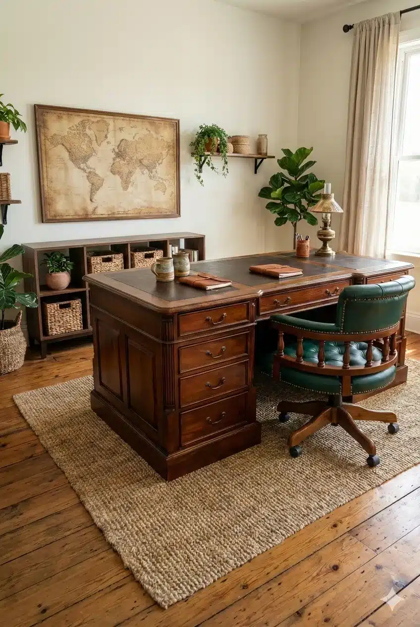 שולחן עבודה עץ מלא מהגוני משטח עליון מרופד דמוי עור חום מידה 80*80*160 מחיר מבצע: 5,900 ש"ח