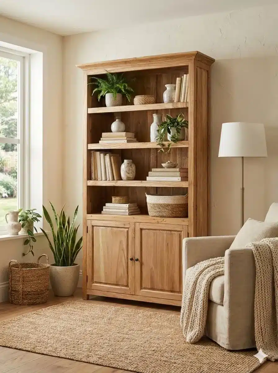 ספרייה דגם 5133 עץ מלא 2 דלתות מידה ברוטו 200*38*120 במחיר מבצע: 3,200 ש"ח