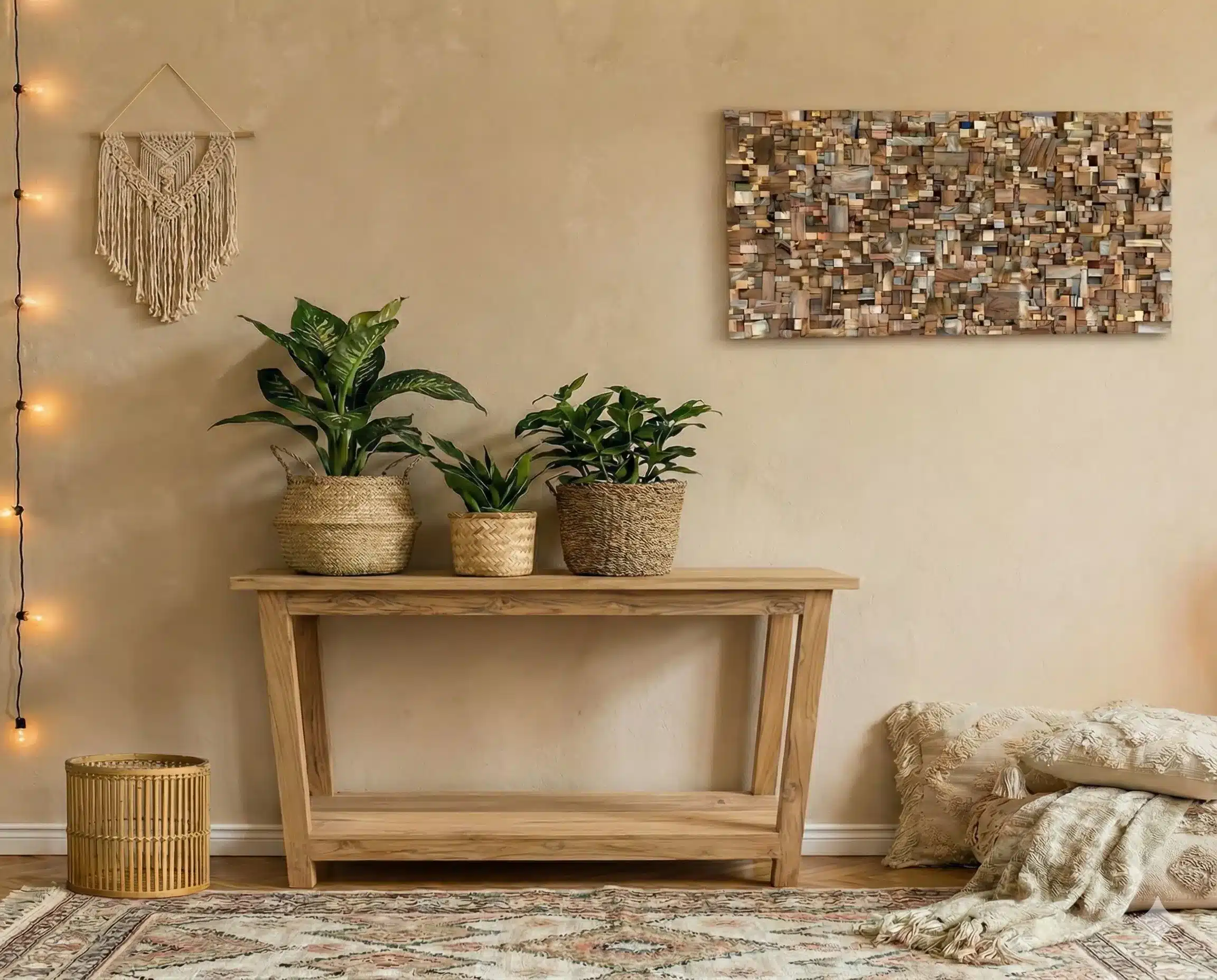 קונסולה עץ מלא טיק בגימור רוסטיק מידה 80*30*120 במחיר מבצע: 2,400 ש"ח