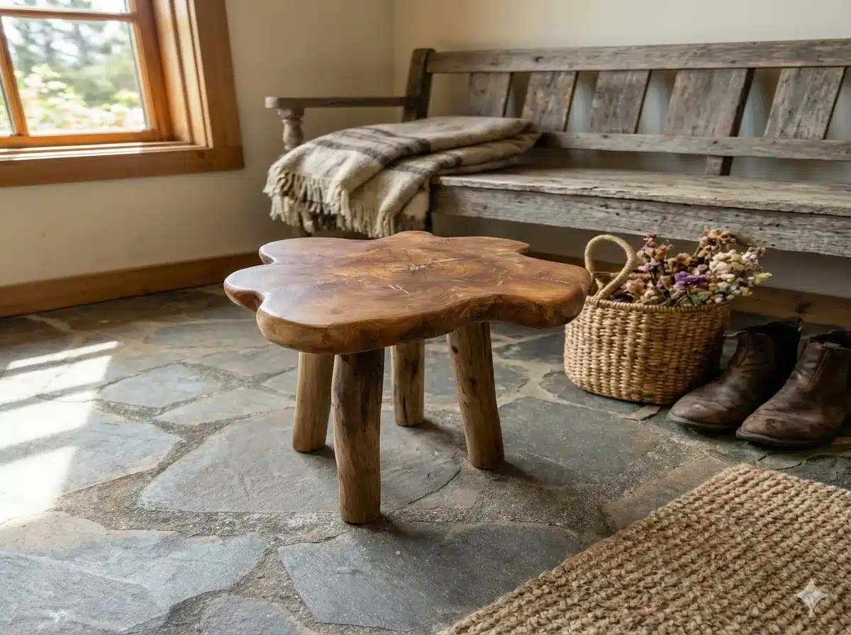 שולחן צד עץ טיק מידה קוטר 50 ס"מ גובה 45 ס"מ במחיר מבצע: 790 ש"ח