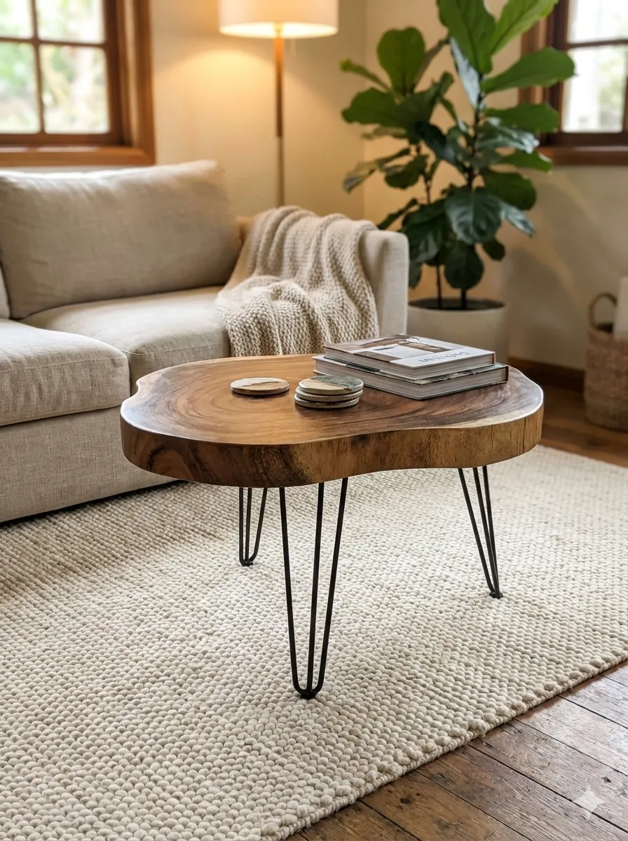 שולחן קפה פרוסת גזע בשילוב רגל סיכה מבחיר מבצע: קוטר 60 ס"מ 1,490 ש"ח / קוטר 40 ס"מ 790 ש"ח