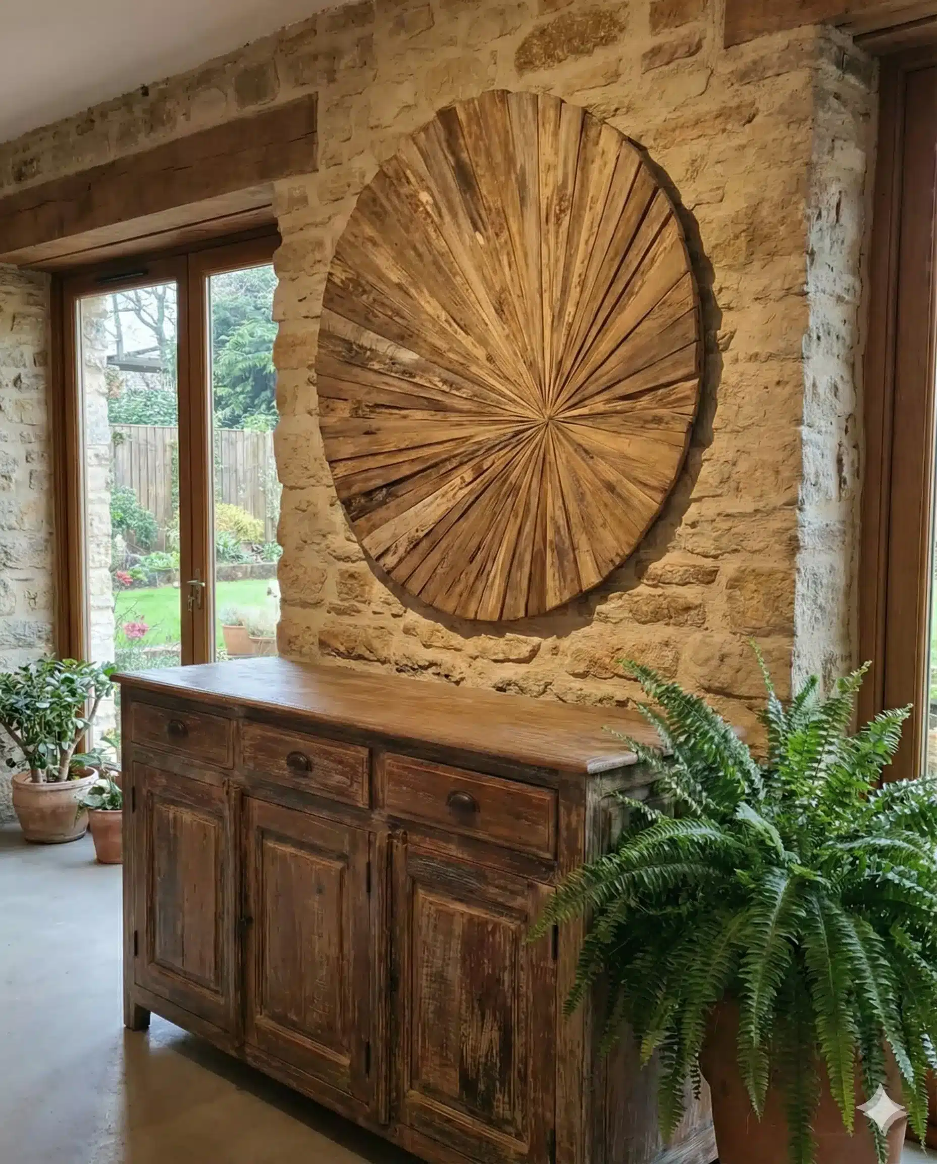 תמונת קיר דקורטיבית עץ מלא טיק קוטר 135 ס"מ במחיר מבצע: 1,490 ש"ח