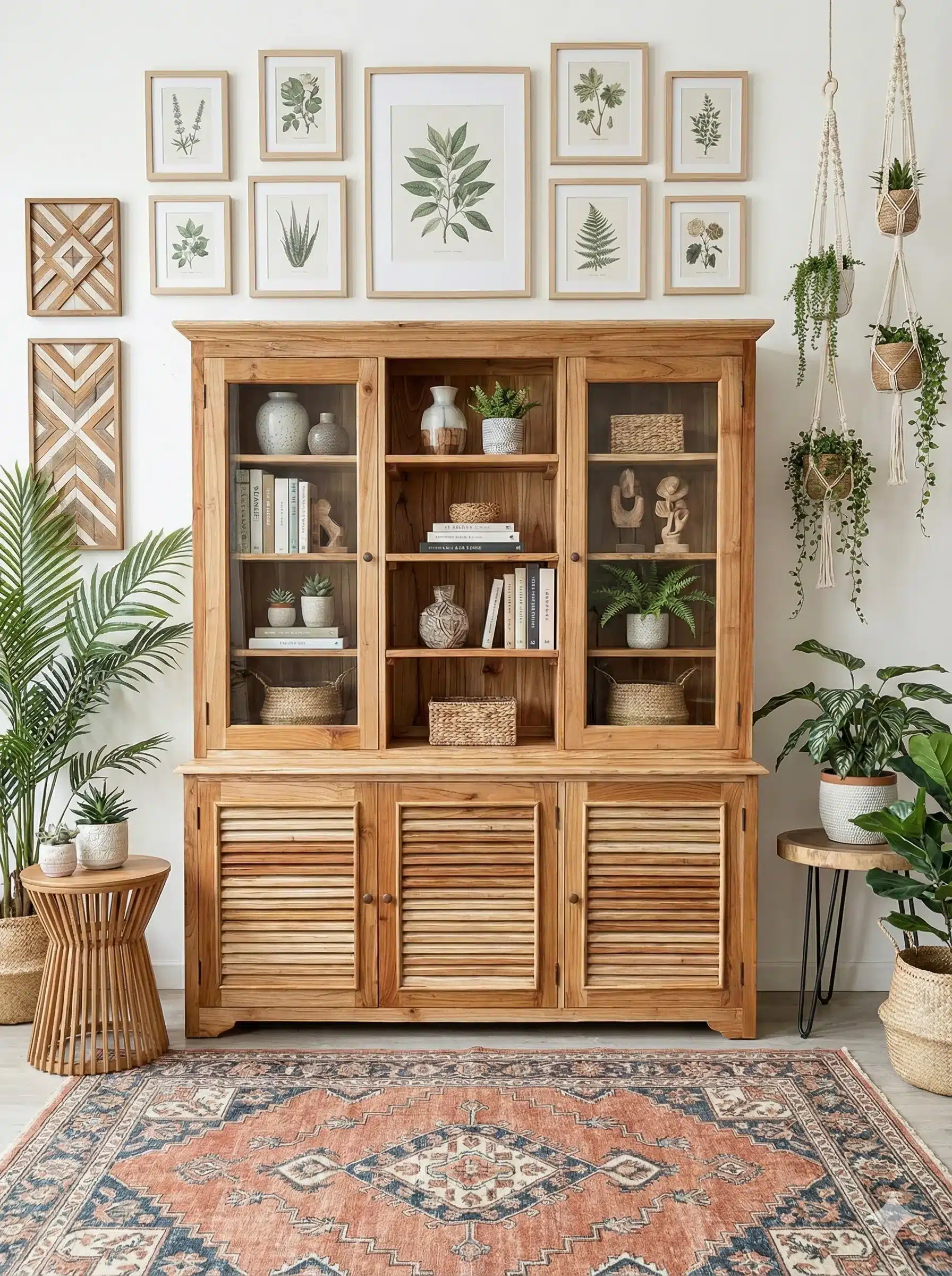 ויטרינה עץ מלא בגימור טבעי מידה ברוטו 200*45*180 במחיר מבצע: 8,900 ש"ח