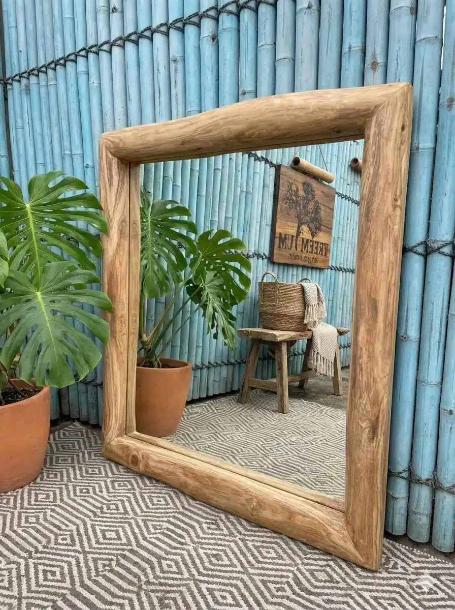 מראה טיק עובי מסגרת 8 ס"מ מידה 100*100 במחיר מבצע: 890 ש"ח