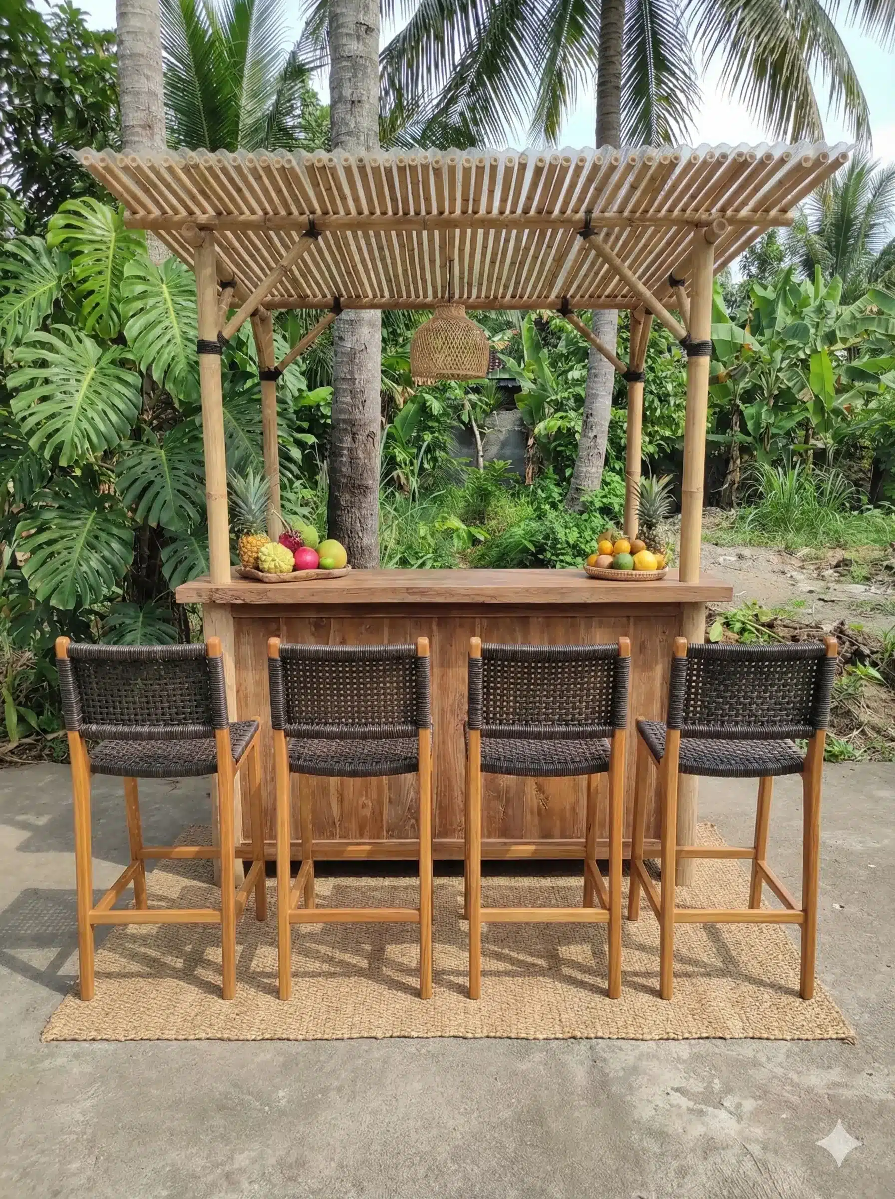 כיסא בר טיק בשילוב ראטן מידה 10*45*47 במחיר מבצע: 1,290 ש"ח