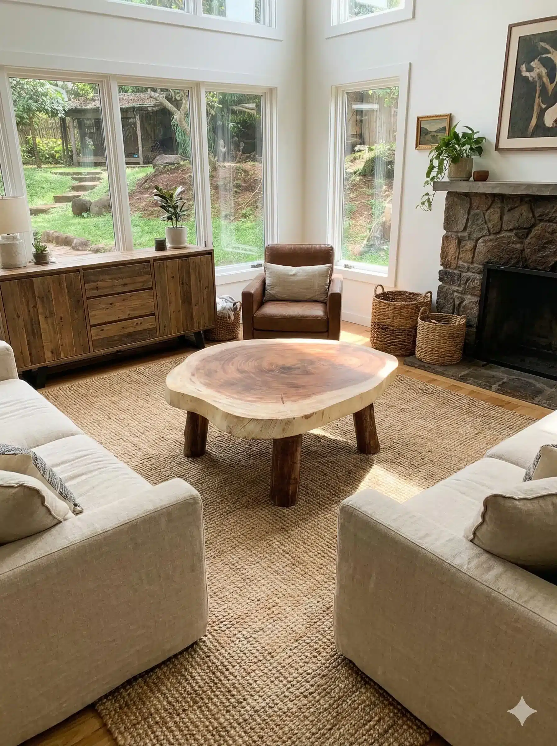 שולחן סלון פרוסת גזע ללא חיבורים רגל עץ קוטר 100/110 ס"מ במחיר מבצע: 3,500 ש"ח