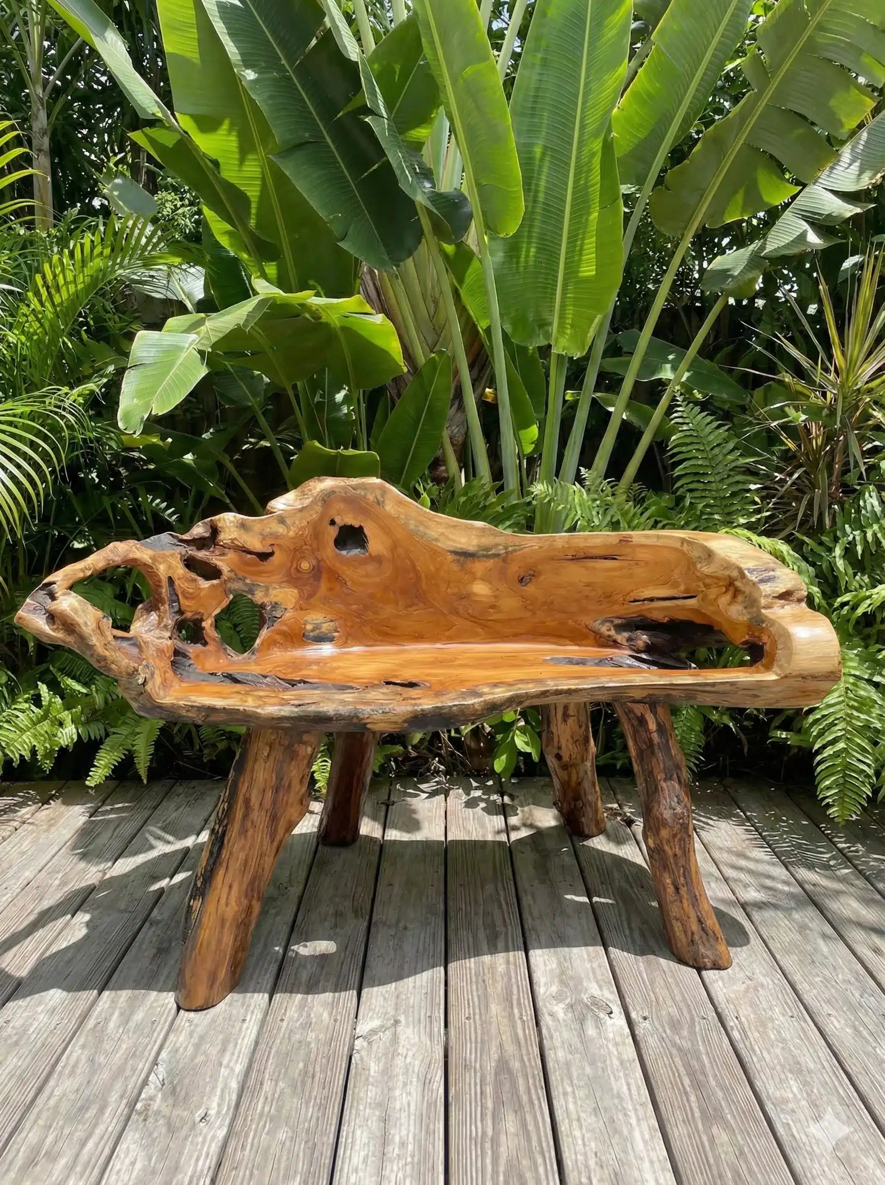 ספסל שורש טיק  דגם C מידה 125 ס"מ במחיר מבצע: 1,800 ש"ח