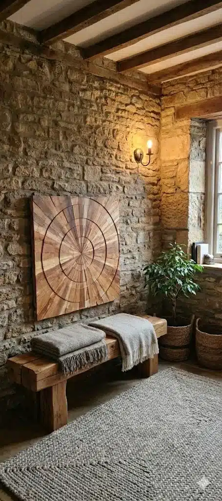 תמונת קיר דקורטיבית עץ טיק במידה 90*90 במחיר מבצע: 690 ש"ח