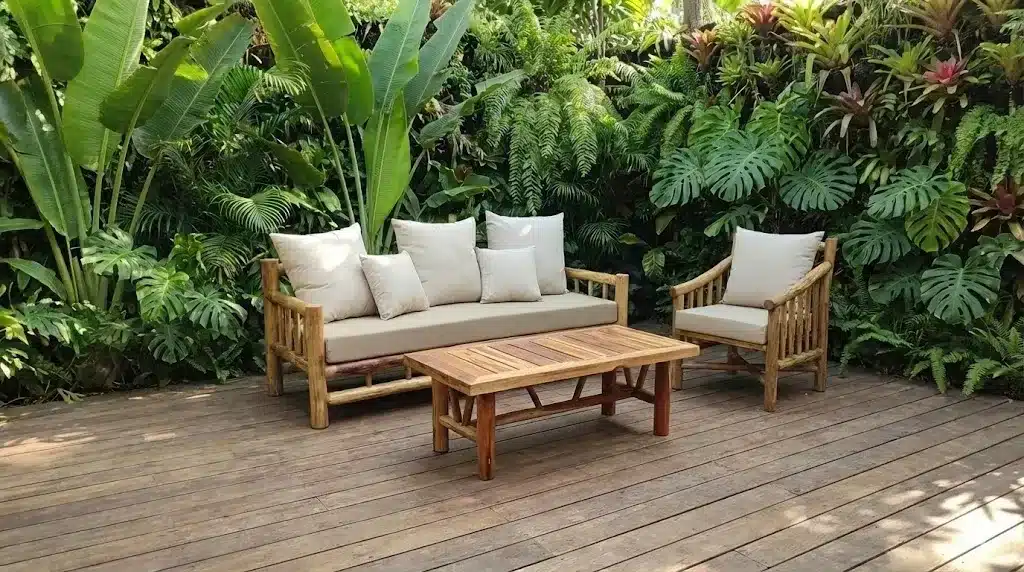 סט פינת ישיבה טיק הכולל ספה תלת דגם בננה 80*210 כורסא יחיד דגם במאי 65*60 ושולחן 55*100 במחיר מבצע: 5,900 ש"ח כולל רפדות איכותית בד חוץ אקריסול ארוטקס לבחירה