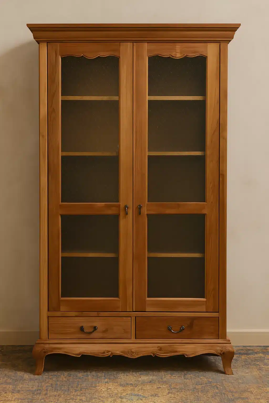 ויטרינה כפרית מעץ מלא טיק מידה 210*40*110 במחיר מבצע: 5,900 ש"ח