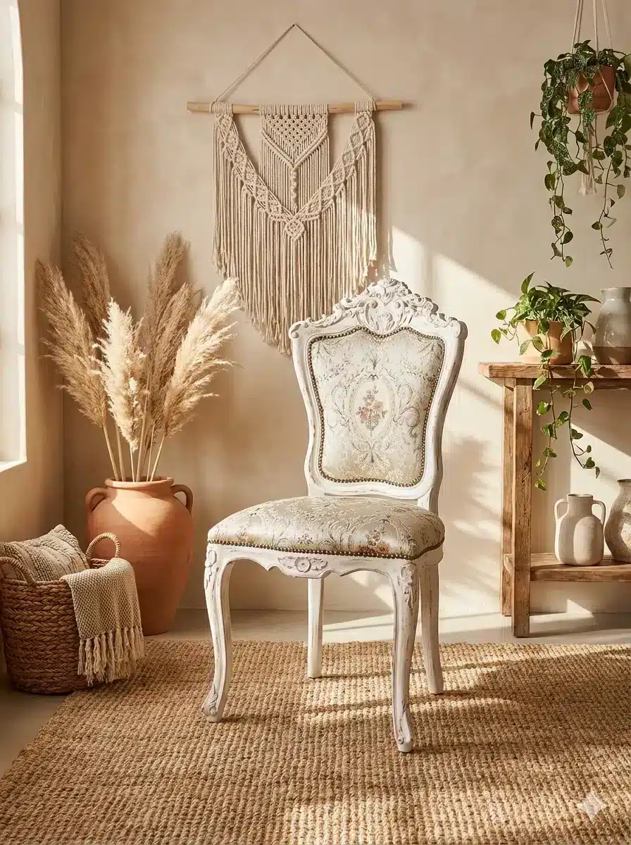 כיסא עץ מלא גילוף עבודת יד גימור שמנת וינטג' ניתן לבחור בד ריפוד מידה 50*50*110 במחיר מבצע: 1,490 ש"ח