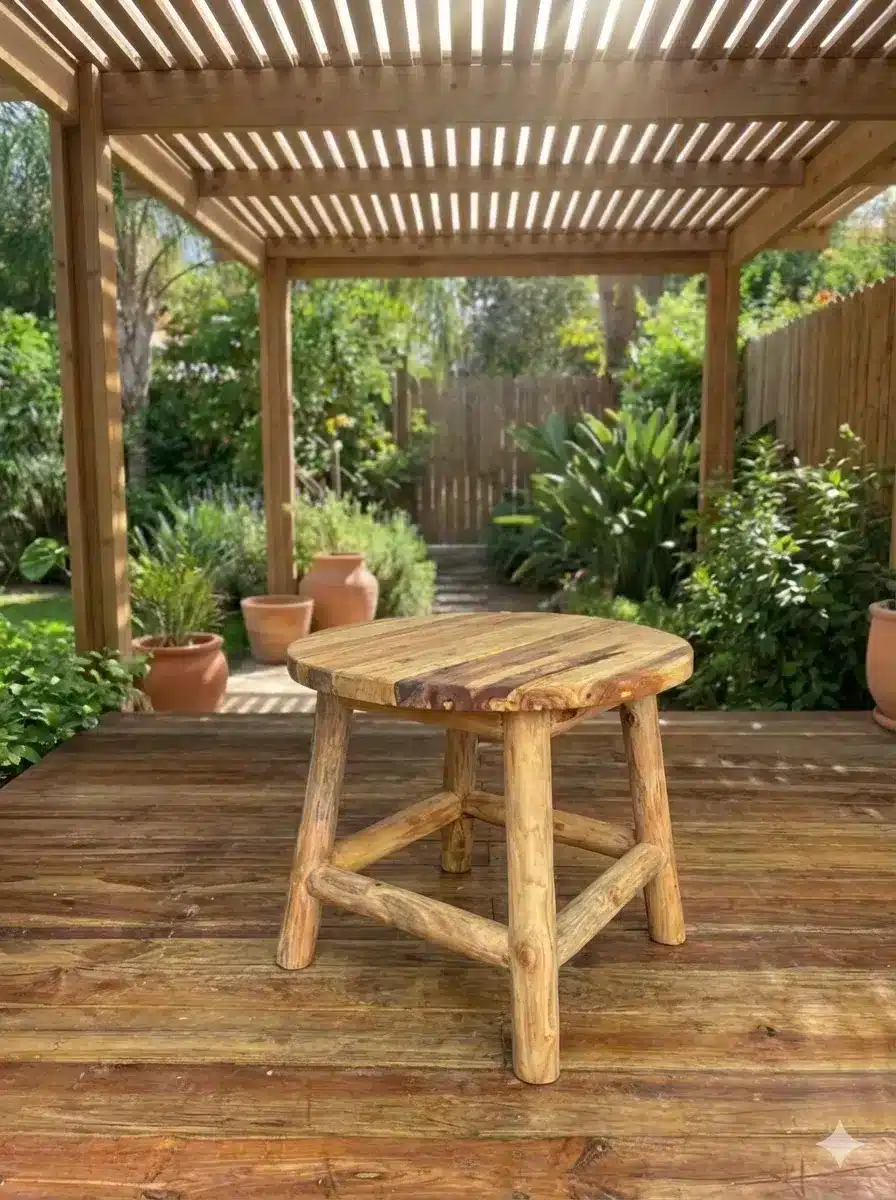 שולחן קפה טיק צעיר דגם J JBF-040 קוטר 60 ס"מ גובה 50 ס"מ במחיר מבצע: 590 ש"ח