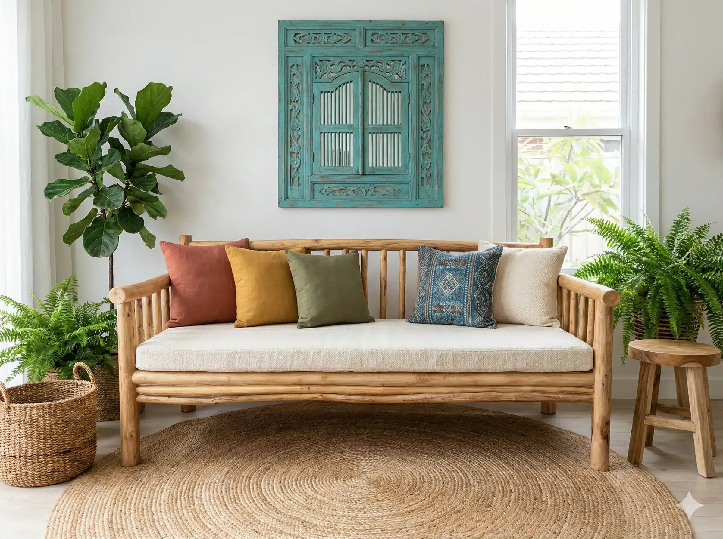 ספה טיק דגם מיקונוס מידת מזרן 75*190 מתאימה לפנים וחוץ במחיר מבצע: 4,500 ש"ח