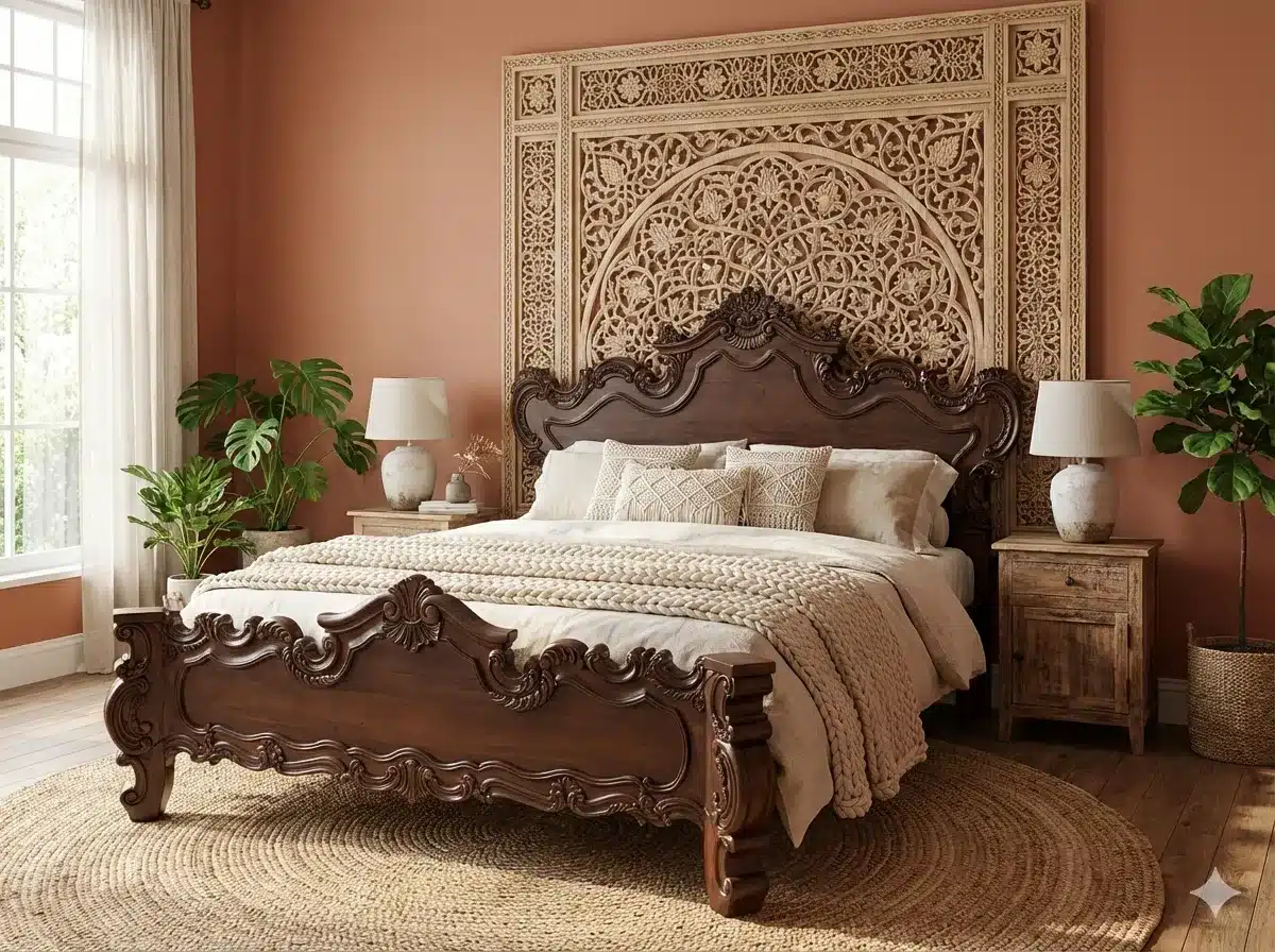 מיטה עץ מלא דגם 2362 עשויה עץ מלא מהגוני בגילוף עבודת יד מחיר המיטה למידה 190*140 : 6,900 ש"ח ניתן לשנות מידות בעיצוב אישי ולבחור גוון עץ